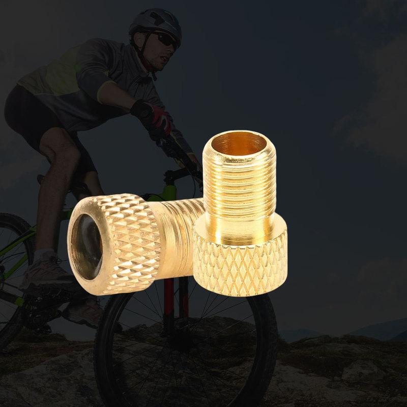 2x Bicycle Presta To American Adapter Bike Tire Valve Adapter Copper Bicycle Pump Tire Valve Connector F/V To A/V Converter