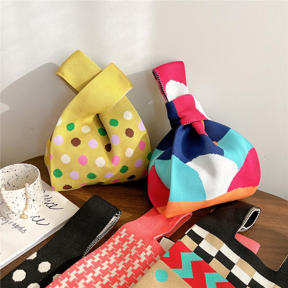 Colorful Polka Dot Knitted Handbag for Women - Versatile, Trendy, and Casual for Any Season