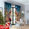 2pcs 2D flat printing Christmas Curtains Father Christmas1 Versatile Polyester Fabric Without Electricity Holiday Decorations