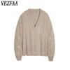 Women's Fashion Casual Star Print Fall Winter Long Sleeve V-Neck Sweaters