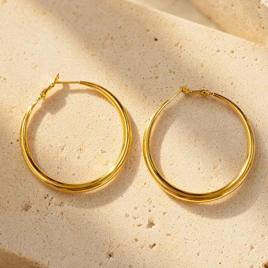 1 Pair Thick Chunky Hoop Earrings for Women, Large Round Circle Hooped Earrings, Hypoallergenic Lightweight Jewelry Gift