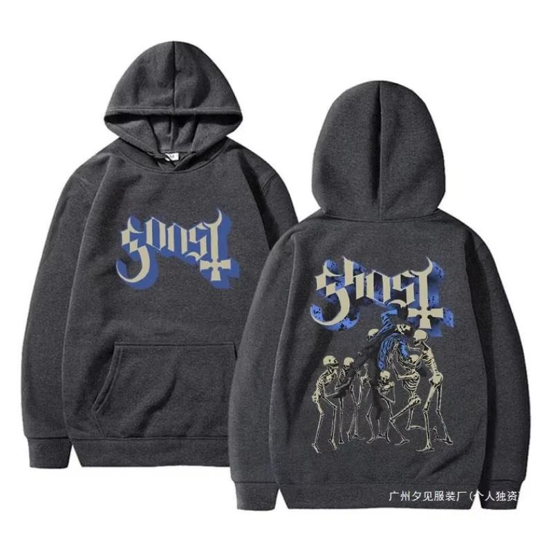 Rock Band Ghost Hoodie Skeleton Graphic Hoodies Men Vintage Hoodies Women Men Long Sleeve Hooded Sweatshirts Unisex Cool Casual