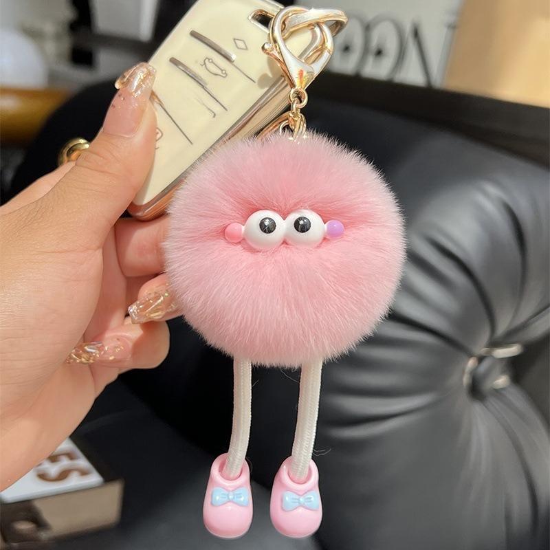 Non-Toxic Cute Big Eyes Plush Toys Keychain Cartoon Briquettes Keychain Briquettes Car Keychain Pendant Korean Plush School Bag Pendant