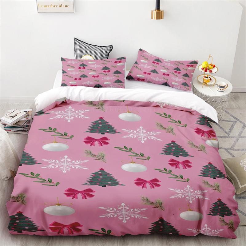 Duvet Cover Christmas Snowflake Red and Black Plaid Three-piece Set Bedroom  Decoration Single Double Bed Queen King Size