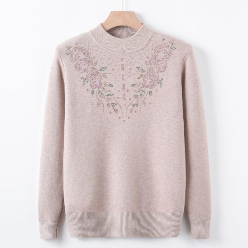 New mother's autumn and winter plush sweater medium and old women's clothing integrated plush warm bottoming shirt grandma autumn top