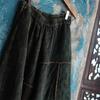 Johnature Women Vintage Autumn Elastic Waist Trouser Patchwork Loose Pants