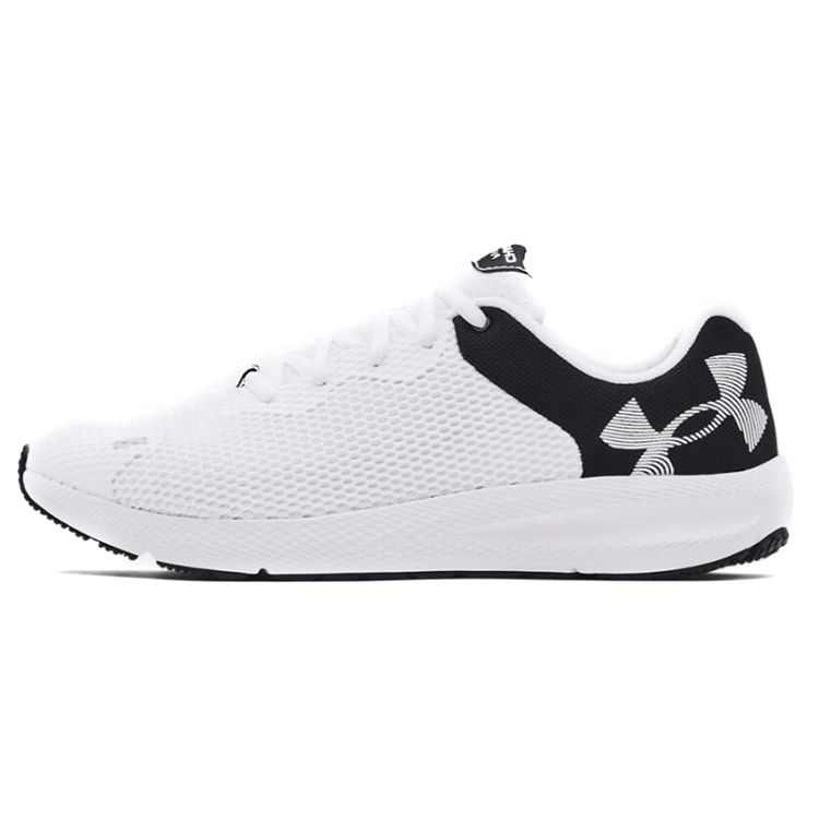 Under Armour Charged Pursuit 2 Wear-Resistant Sports Fabric Synthetic Leather Low-Top Casual Running Shoes Men Sneaker White 3024138-103