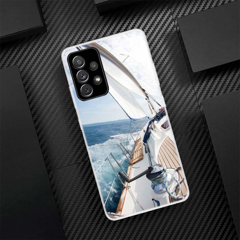 Sailing Boat Phone Case For Samsung Galaxy A55 A54 A52 A53 A15 A14 A12 A13 A25 A24 A22 A23 A35 A34 A32 A33 A04S A02S A03S Call P