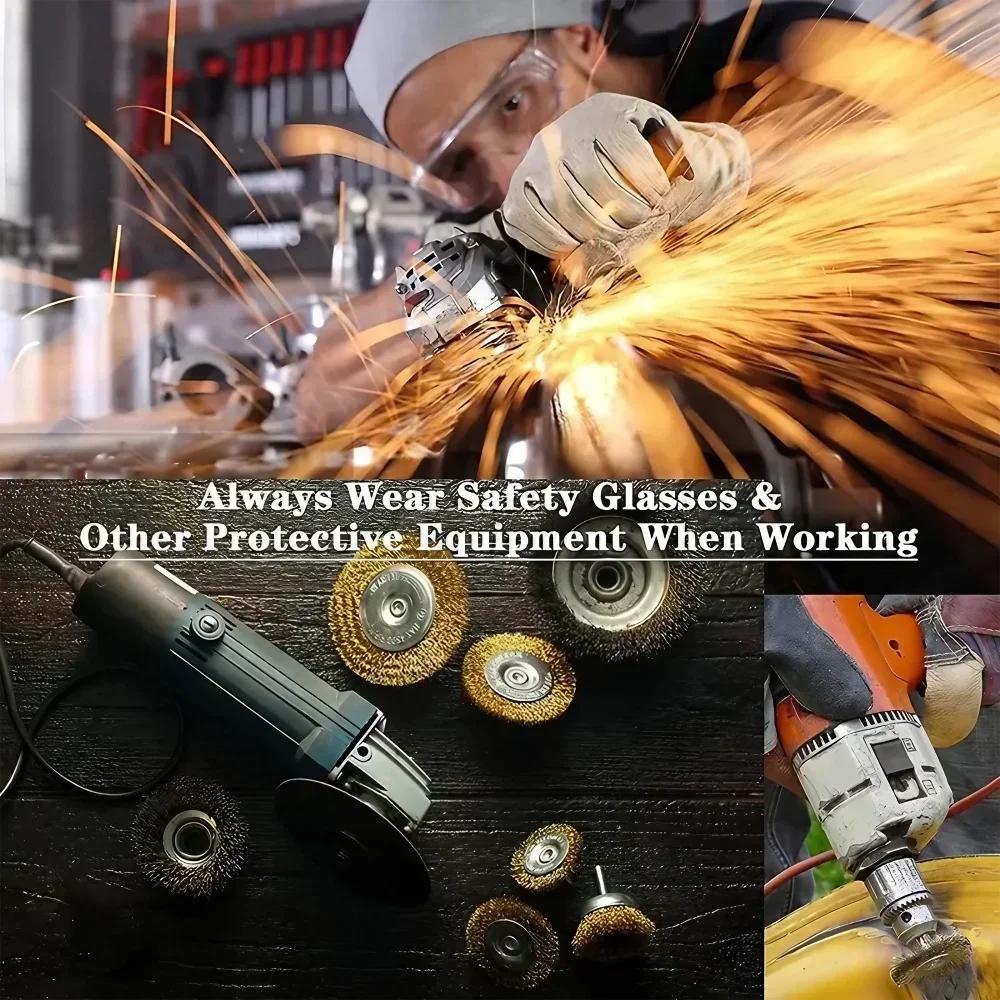 6Pcs Wire Brush Shaft Grinding Wheel Rust Removal Polishing Electric Grinder Drill Accessory