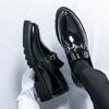 Large size 462025 men's patent leather metal buckle men's shoes casual British mirror business dress leather shoes men