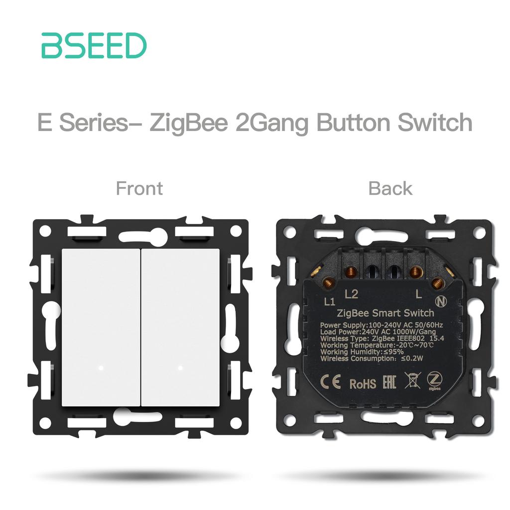 BSEED ZigBee Click Switch Modules Smart Light Switch Parts Glass/PC Frame DIY Combination Zigbee Sockets USB Charge E-Series