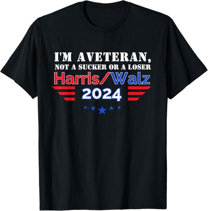 Veteran for Harris Walz for President 2024 T-Shirt