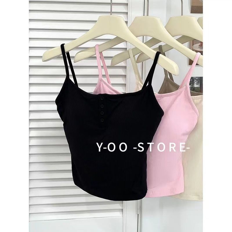 

Spring and Summer Square Collar Spaghetti Strap Outwear Bra Yoga Black S