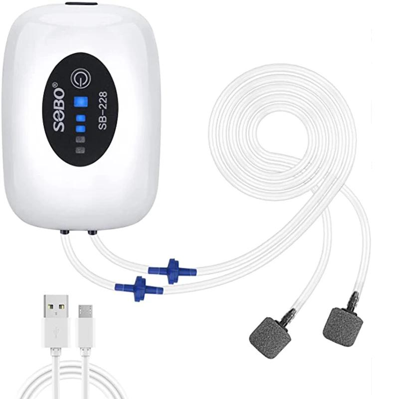 Wiederaufladbare USB Aquarium Luftpumpe 4800mAh Akku Leise Sauerstoffpumpe mit 1M Schlauch für Aquarium Outdoor Zuchtbecken Tragbar