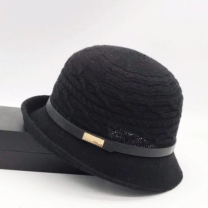 Woolen Bucket Hat Women's Autumn and Winter Bow Korean Version Versatile Japanese Dome Basin Hat British Retro Top Hat Tide