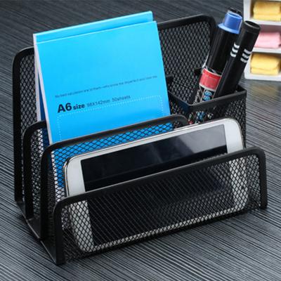 3-Tier Desktop Stacking File Holder Black Metal Mesh Mail Organizer Letter Holder Reinforced Design Space-Saving File Storage Rack for Desk
