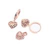 Exquisite Russian 585 Purple Gold Hollowed-Out Shiny Love Earrings, Classic Temperament Simple Rose Gold-Plated Ear Buckles