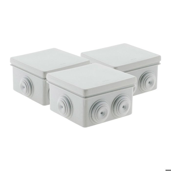Lot De 3 Boîtes Étanches Carrées 80x80x40mm - Gris - Zenitech