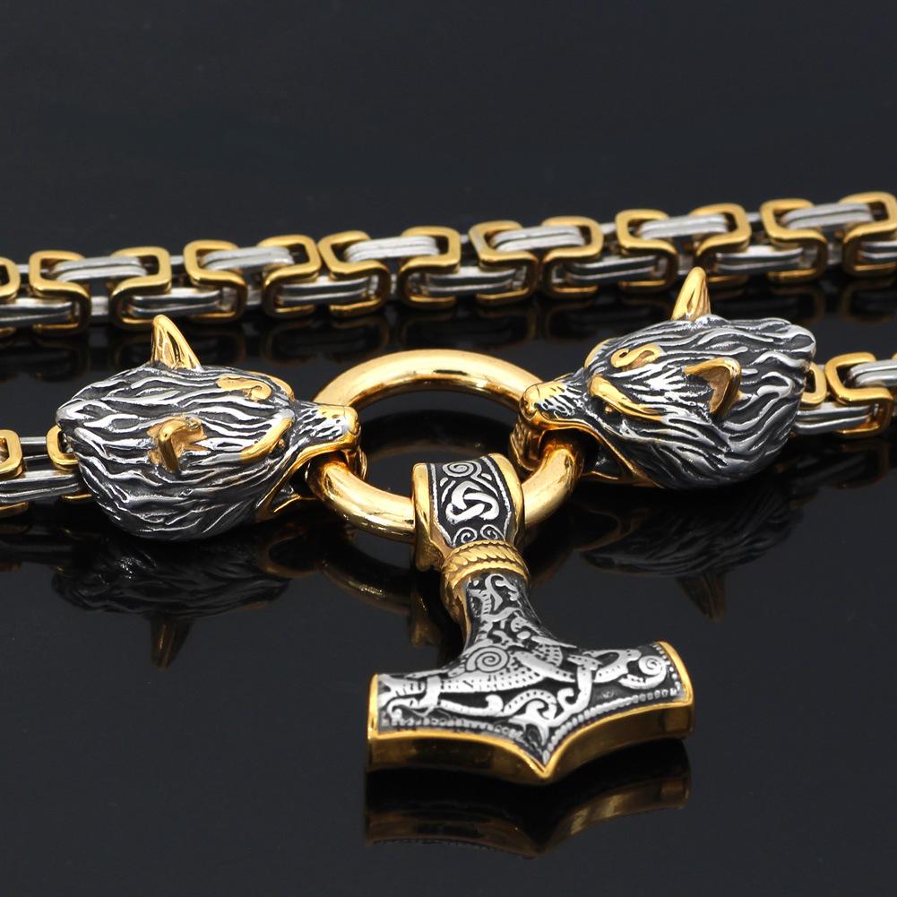 European & American Stainless Steel Thor's Hammer Pendant Men's Necklace - Trendy Viking Jewelry