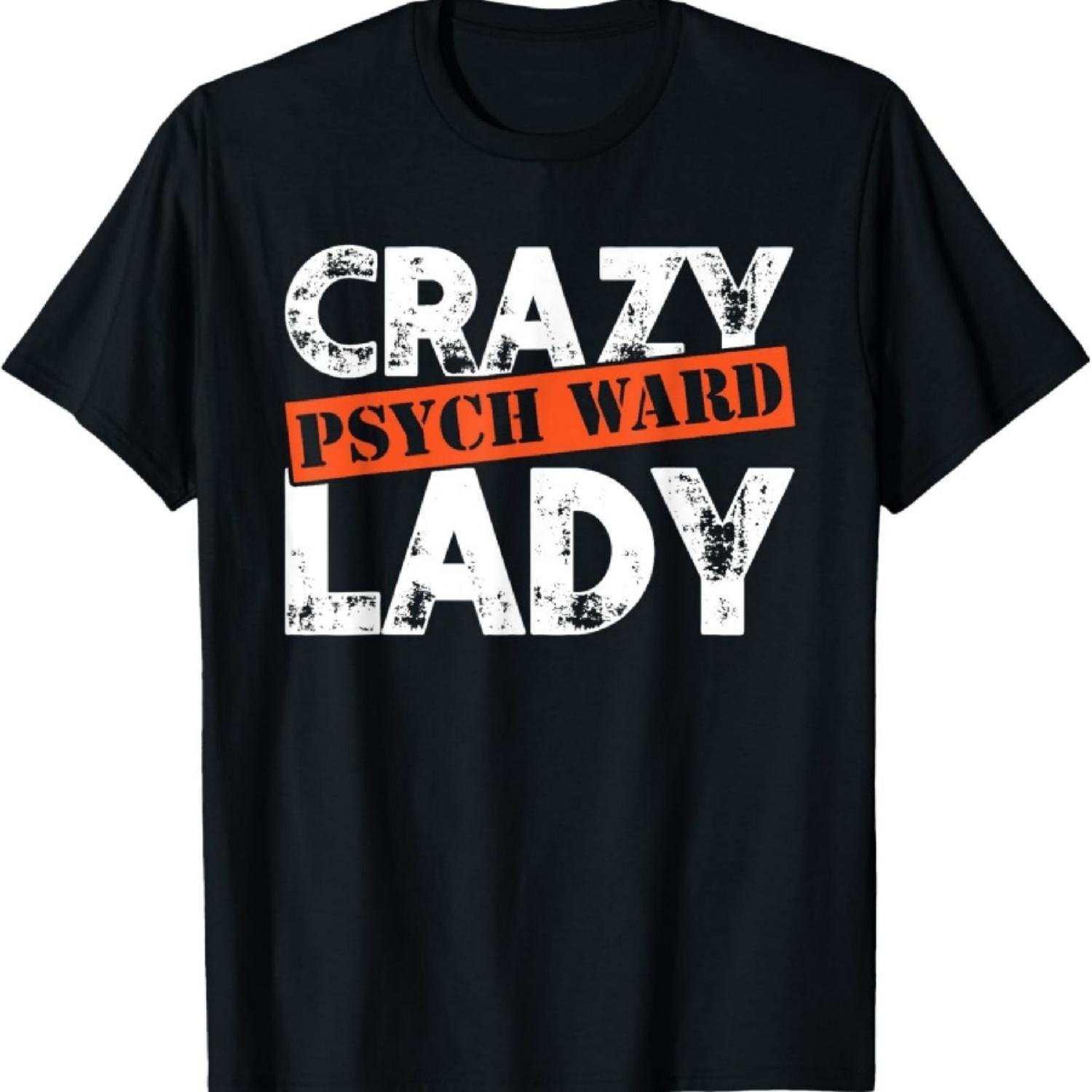 Потертая футболка «Сумасшедшая леди из психбольницы» Смешная футболка про ментальное здоровье S