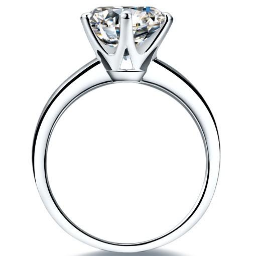 Solid 18K White Gold AU750 2CT Brilliant Round Moissanite Engagement Ring Women Best Anniversary Statement Jewelry Gift