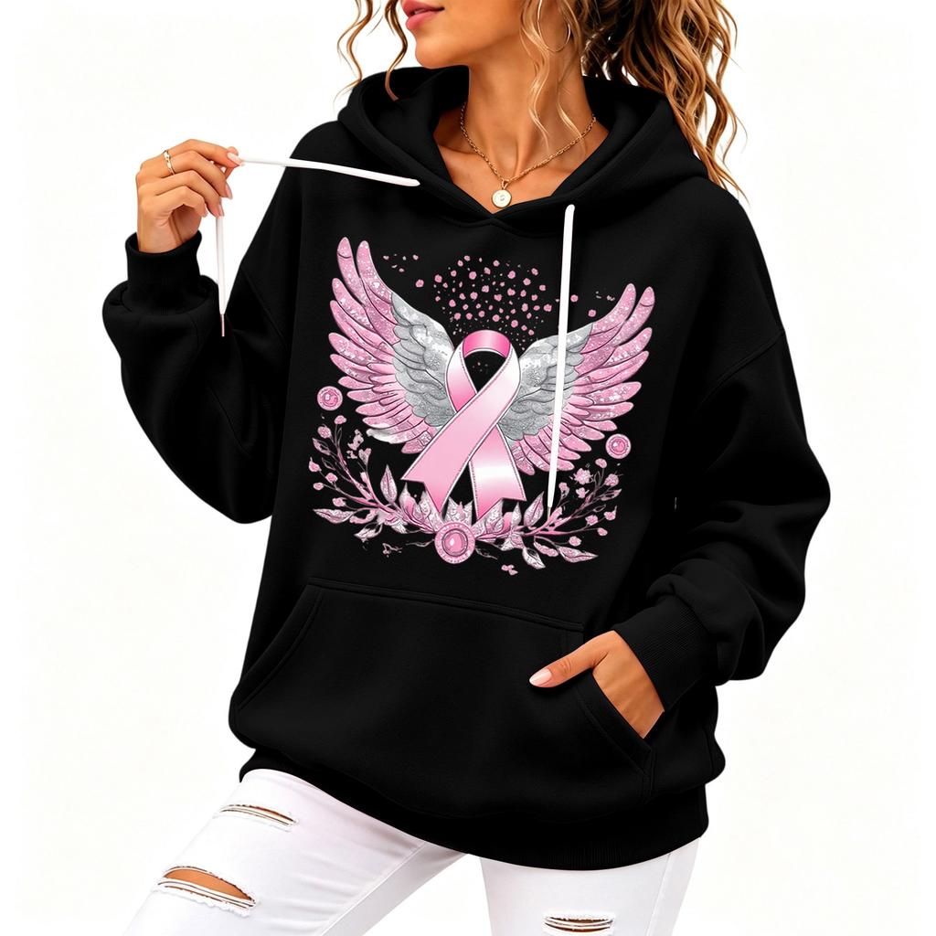 Women's Casual Hoodie with Printed Design, Loose Fit Sweatshirt for Everyday Wear