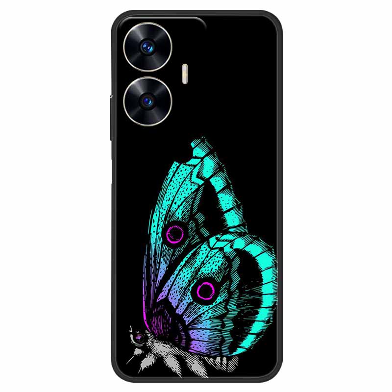 Phone Cover For Realme C55 Case Black Silicone Fundas For Realme C55 RMX3710 TPU Soft Back Coque Star Painted on RealmeC55 C 55
