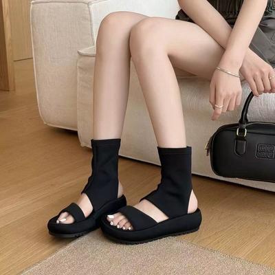 Römische Cool Boots mit dicker Sohle 2025 neue kleine Sommermode offene dünne Stiefel hohle kurze Stiefel superweiche Höhenerhöhung