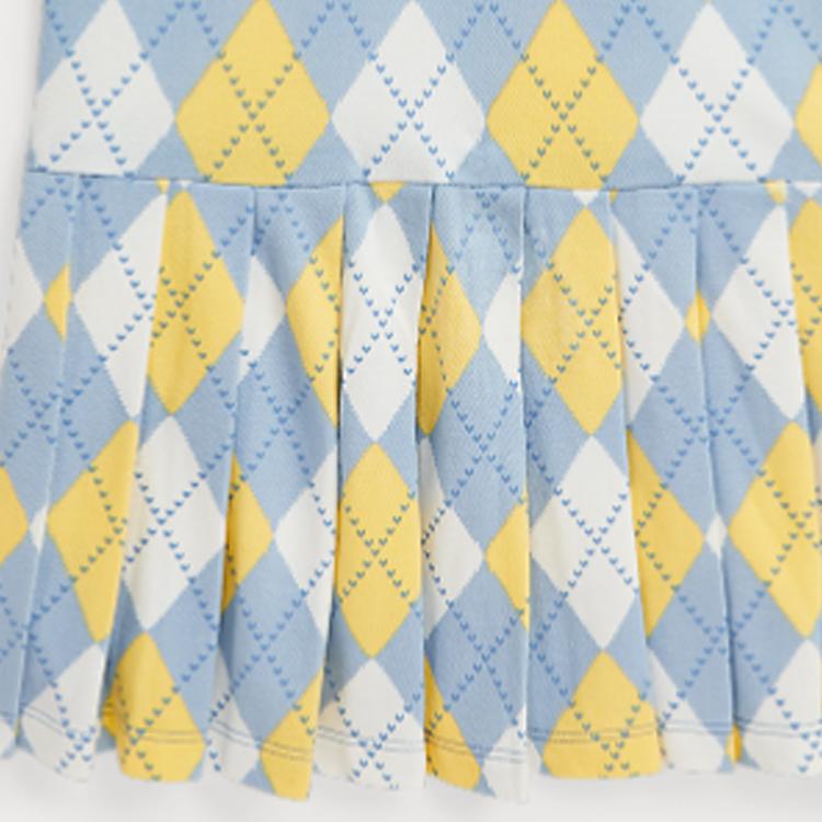 Polo Ralph Lauren Polo Dress Ss24 Diamond Pattern Polo Collar Short Sleeve Kids Dresses Blue CWPODRSG3D20823-400