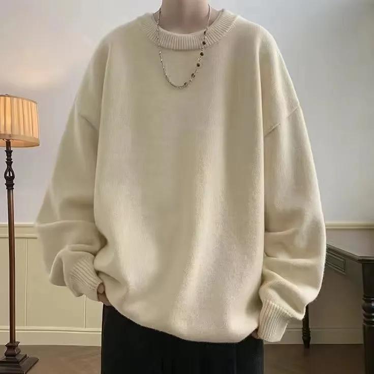 

Autumn Winter Pullover Men s Clothing Leisure Knit Sweater Men s Solid Color Slim Sweater XXL
