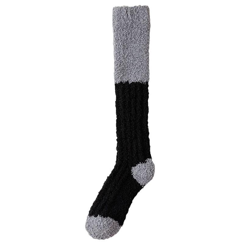 Women's Coral Fleece Plush Long Socks: Thick, Warm Sleeping Socks for Autumn & Winter