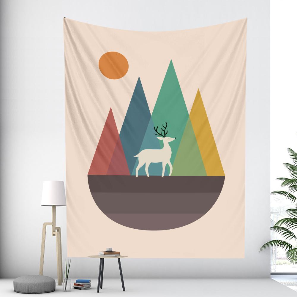 

Лесное животное Иллюстрация Гобелен Хиппи Бохо Арт-деко Настенный Гобелен Пляжное Полотенце Спальня Комната Эстетика Домашний Декор 100X75CM