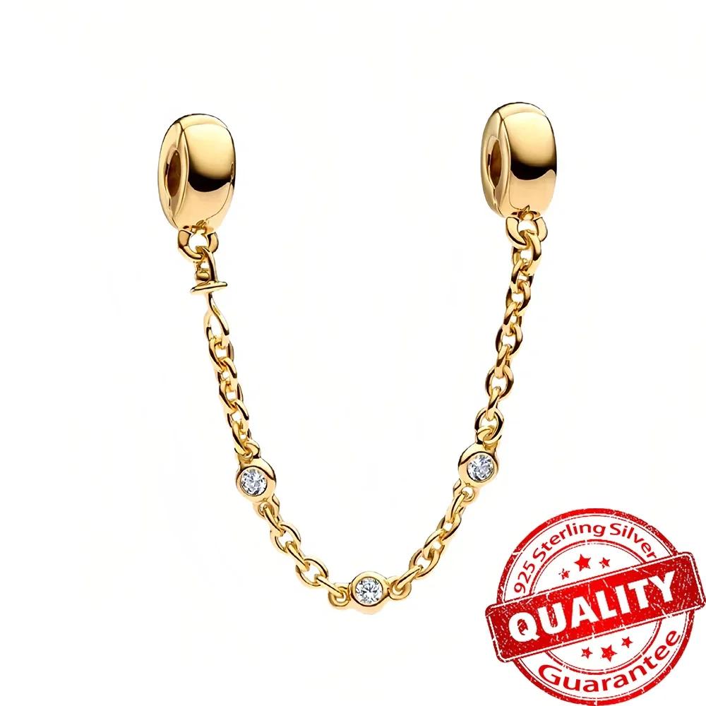 925 Silver Gold Heart Charms Beads Sparkling MapleLeaf Pendant For Women Bracelet DIY Jewelry Gift