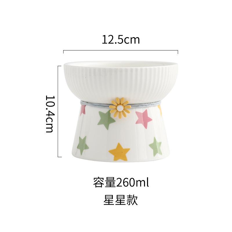 Ceramic Cat Bowl Anti Black Chin Non Spill Water Dish Pet Food Feeder for Cats and Dogs