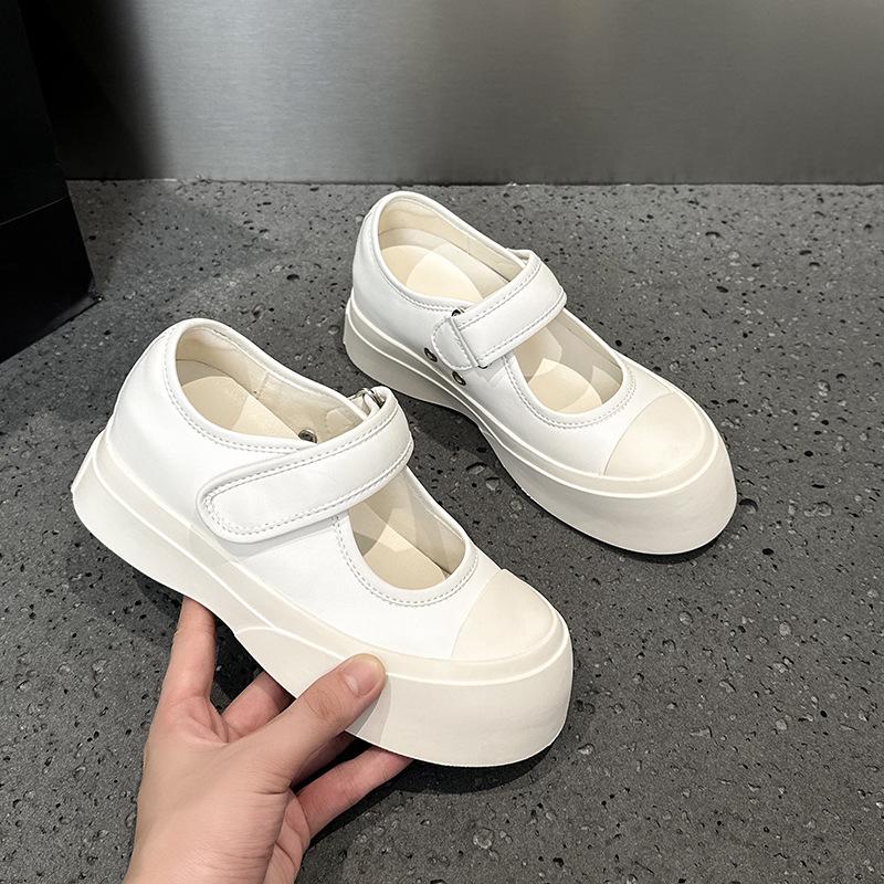 C Inner Height Increase Mary Jane Women's Shoes Zho Ruth Mono Ugly Cute Sandals Big Head Canvas Shoes Women