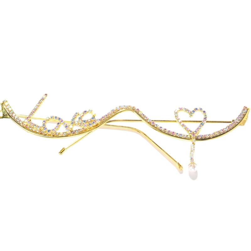 

Rhinestones Love Eyeglasses Frame Glittering Face Chain Face Decorative Jewelry No Lens Half Frame Eyewear Party Favor