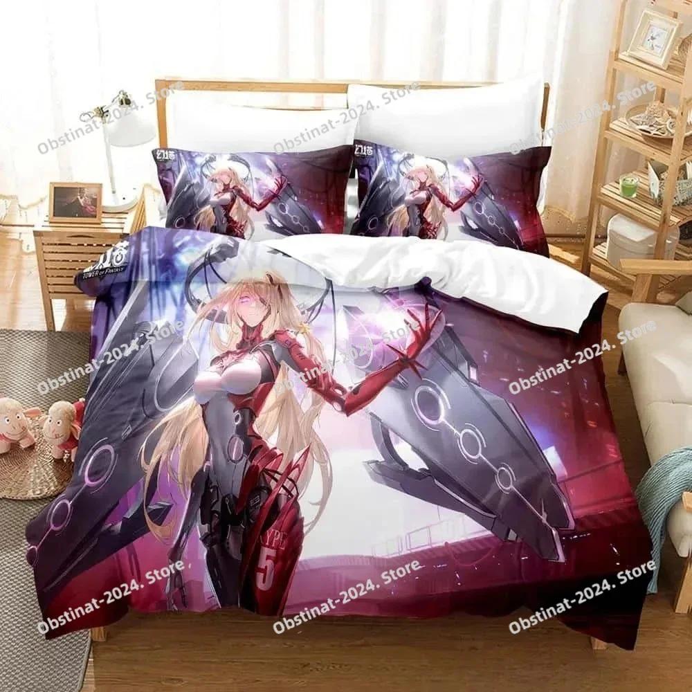 3D Game Tower of Fantasy Anime Bedding Set Printed Bed Set With Pillowcase Bed Duvet Cover Single Double Queen Super King Size