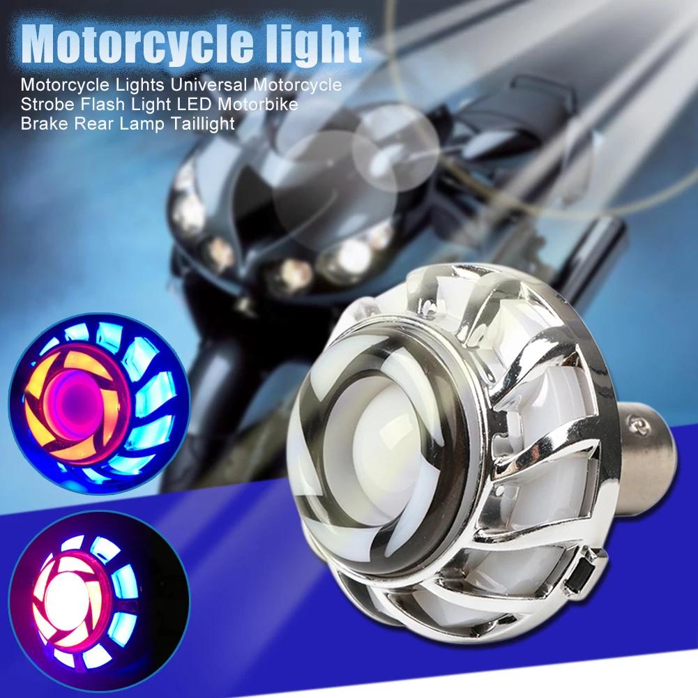 Motorcycle LED Strobe Flash Light 12V Universal Light LED Motorbike Brake Rear Lamp Taillight Two Ring Colorful Decorative Lamps