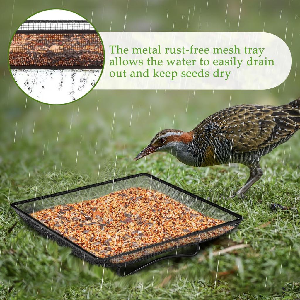 Zemní podnos na krmítko pro ptáky Krmítko pro ptáky z kovaného železa,Kovové pletivo pro krmítko pro ptáky