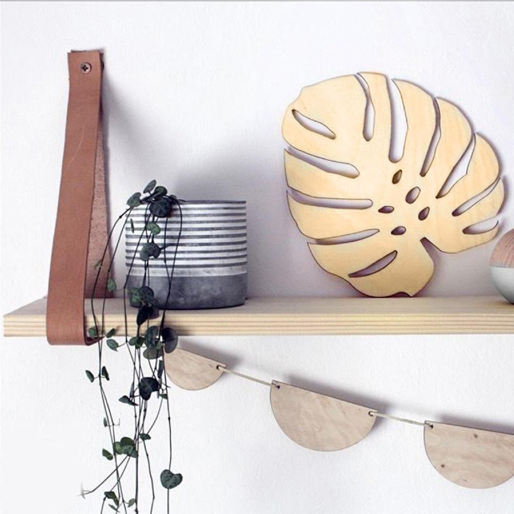 1 pcs Nordic Wooden Monstera Leaf Wall Ornament Kids Room Bedroom Home Decoration For Home Office Cafe Desktop Decoration