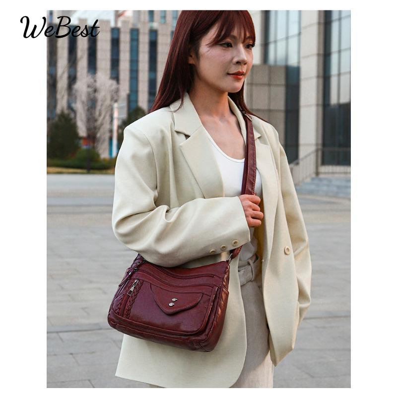 

Crossbody Women s Retro Large Capacity Bag червоний