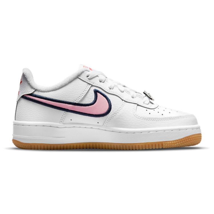 Nike Air Force 1 LV8 GS Pink Glaze Kids Sneakers White Chile-Red Gum-Light-Brown DB4542-100