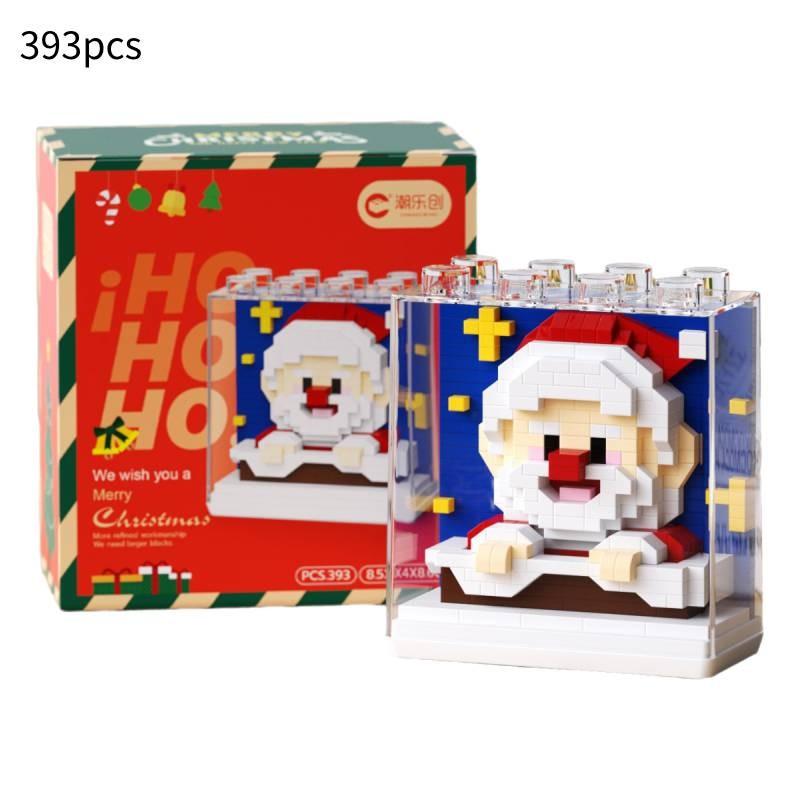 Kreatives Weihnachtsgeschenk Baustein-Set mit Weihnachtsmann und Feiertagsthema