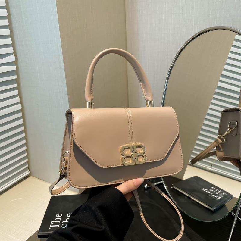 New fashionable solid color high-end design retro portable shoulder messenger bag versatile women's bag