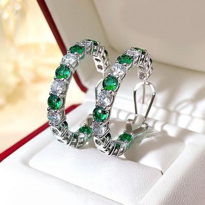Internet Celebrities With The Same Fashion Personality Exaggerated Earrings Light Luxury High Sense Row Diamond Ear Buckle Colorful Versatile Earrings