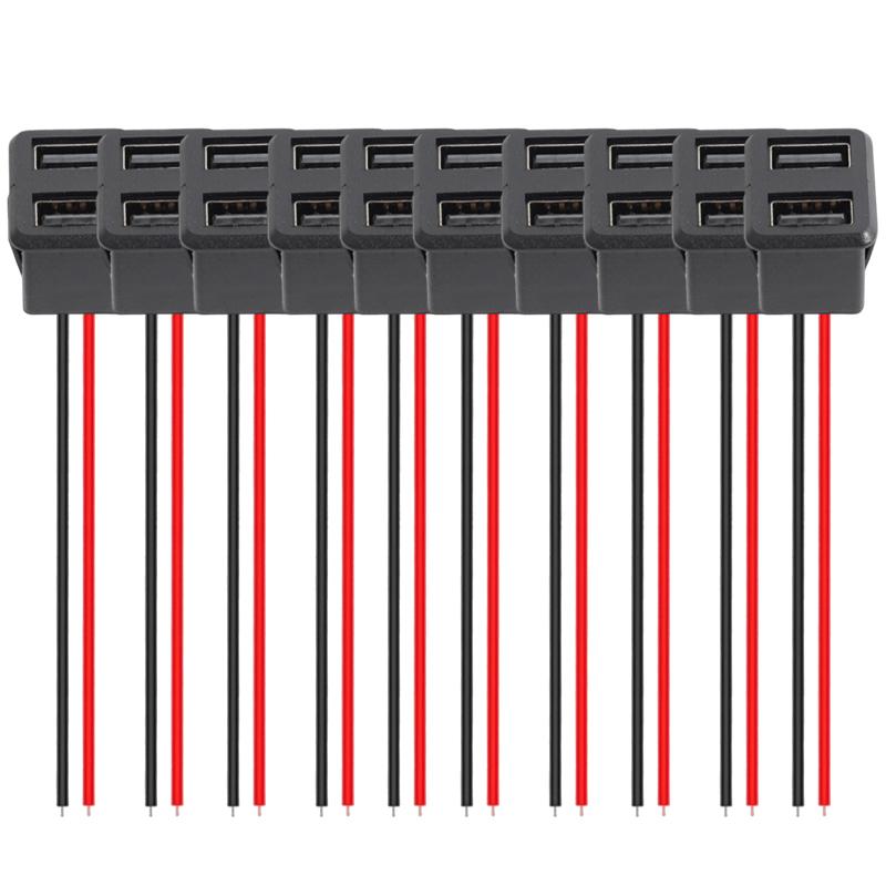 Czarny Podwójna Warstwa Gniazdo USB Typu C Żeńskie Lampa USB Gniazdo Zasilania Żeńskie ze Złączem Kablowym Akcesoria Samochodowe 1-10 szt.