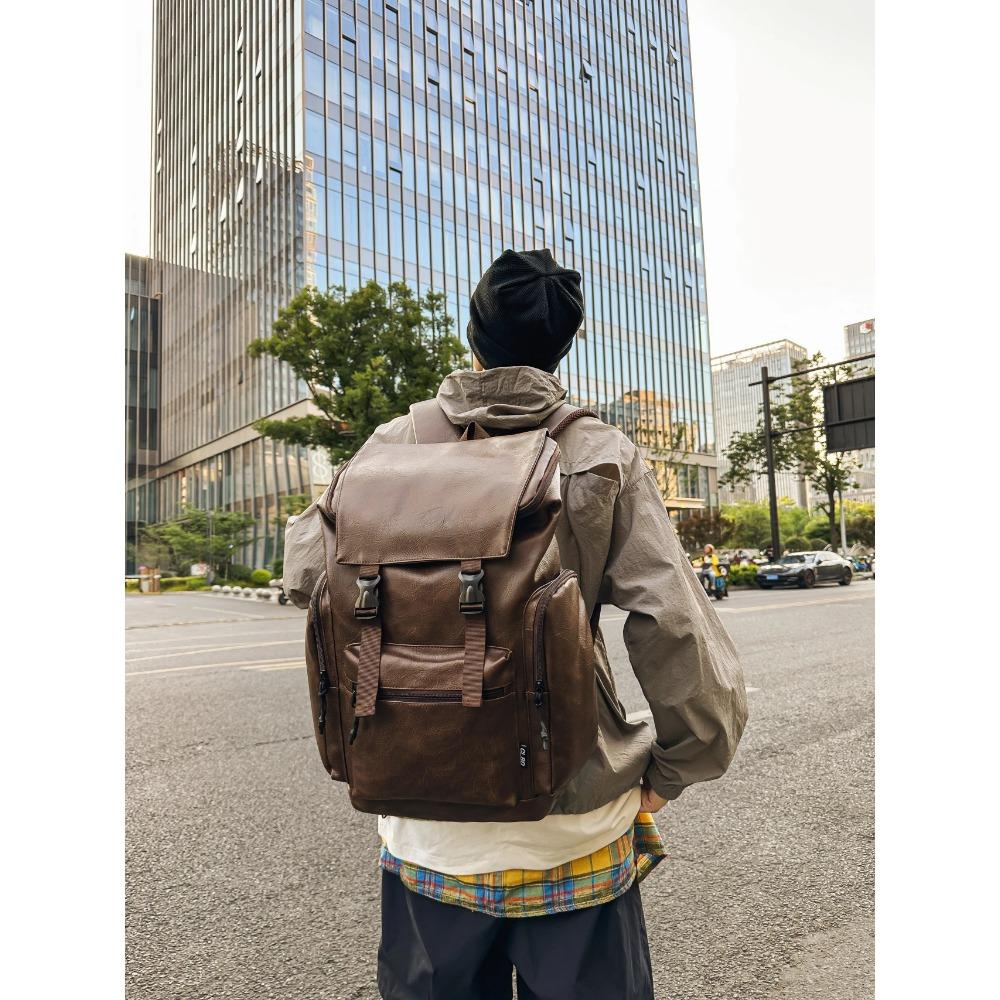 Casual Lightweight Backpack: Japanese-Korean Trendy Flip-Top Double-Shoulder Bag, Unisex Schoolbag with Large Capacity for Commu