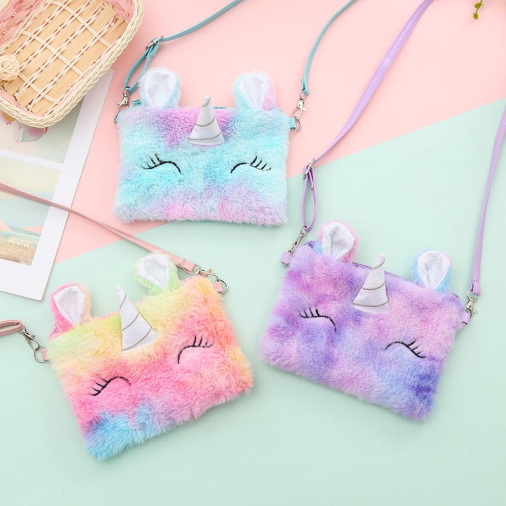 Kids Girls Plush Crossbody Bag Cute Shoulder Bag Wallet Bag for Children