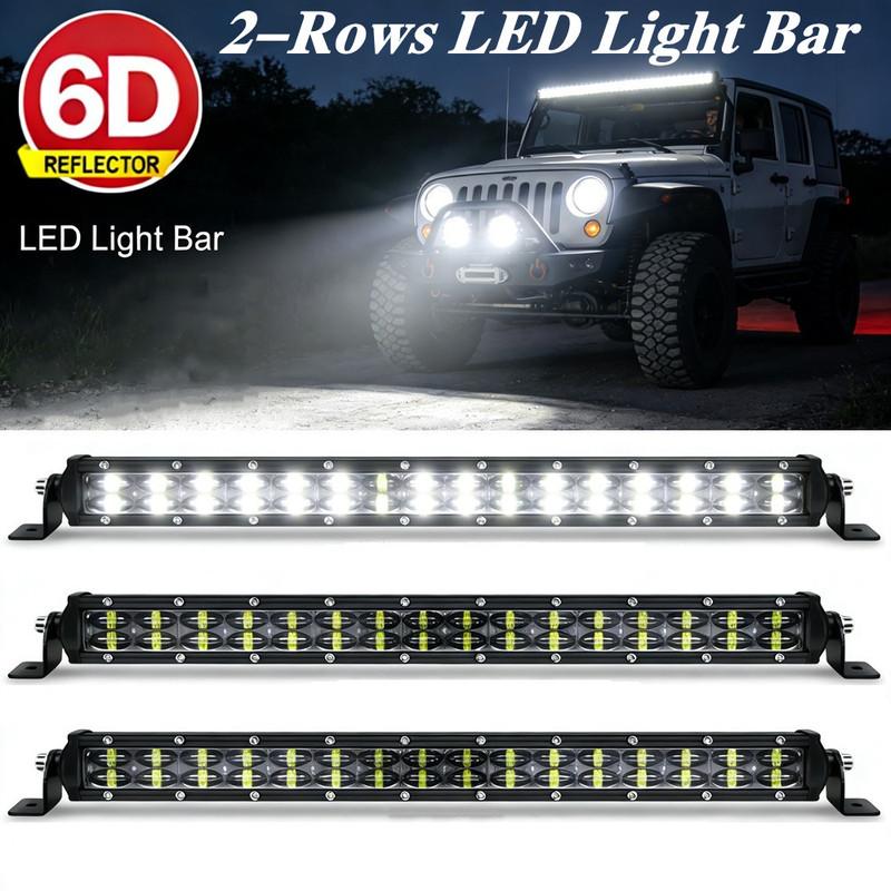2-Rows 6D led light bar 14inch 20inch Spot Flood Combo Beam led bar For SUV 4X4 OffRoad LED Work Light 12V 24V Auto Driving Lamp