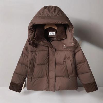 Maillard Coffee Down Cotton-padded Clothes for Women's New Lamb Wool Collar Cotton-padded Jacket Thickened Coat